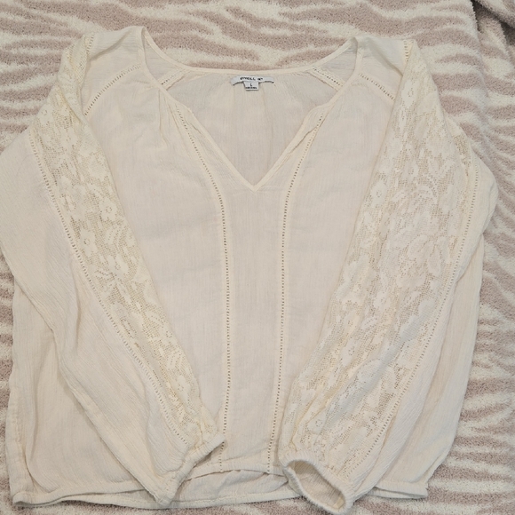 O'Neill Tops - O'Neill Cream Lace Sleeve Blouse